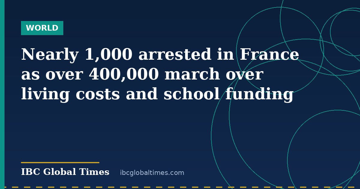 Nearly 1,000 arrested in France as over 400,000 march over living costs and school funding