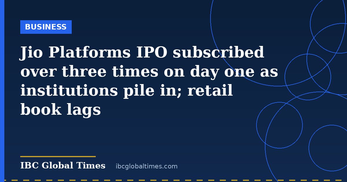 Jio Platforms IPO subscribed over three times on day one as institutions pile in; retail book lags