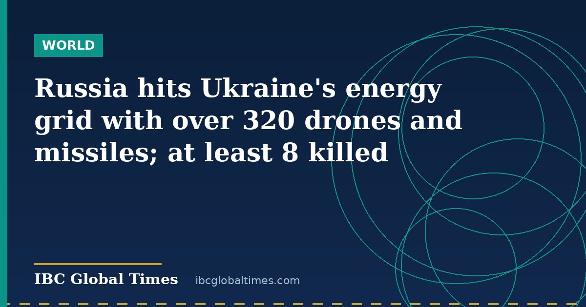 Russia hits Ukraine's energy grid with over 320 drones and missiles; at least 8 killed