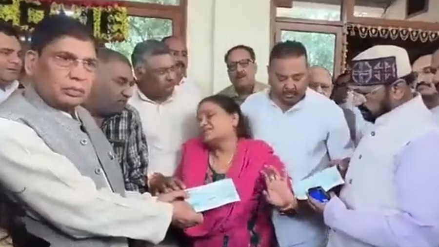 'No exhibition', cries slain Army officer's mother as UP minister continues photo op