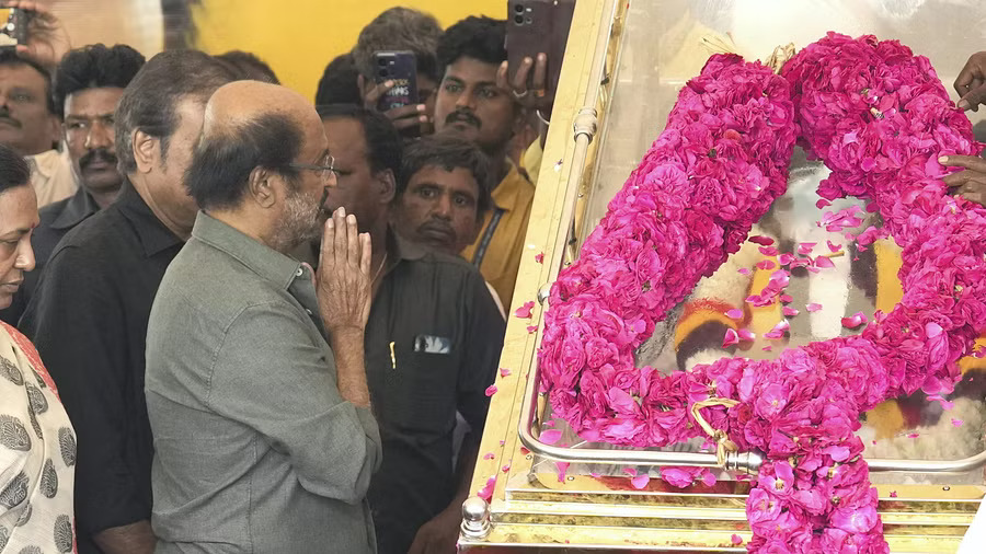 Rajinikanth says Vijayakanth will live in people's hearts forever a sea of humanity pays homage