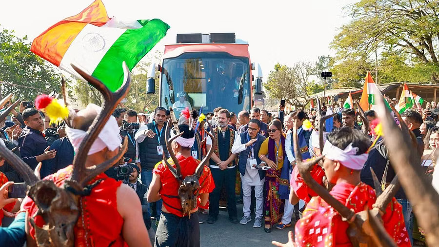 Rahul interacts with people in Manipur on Day 2 of Bharat Jodo Nyay Yatra