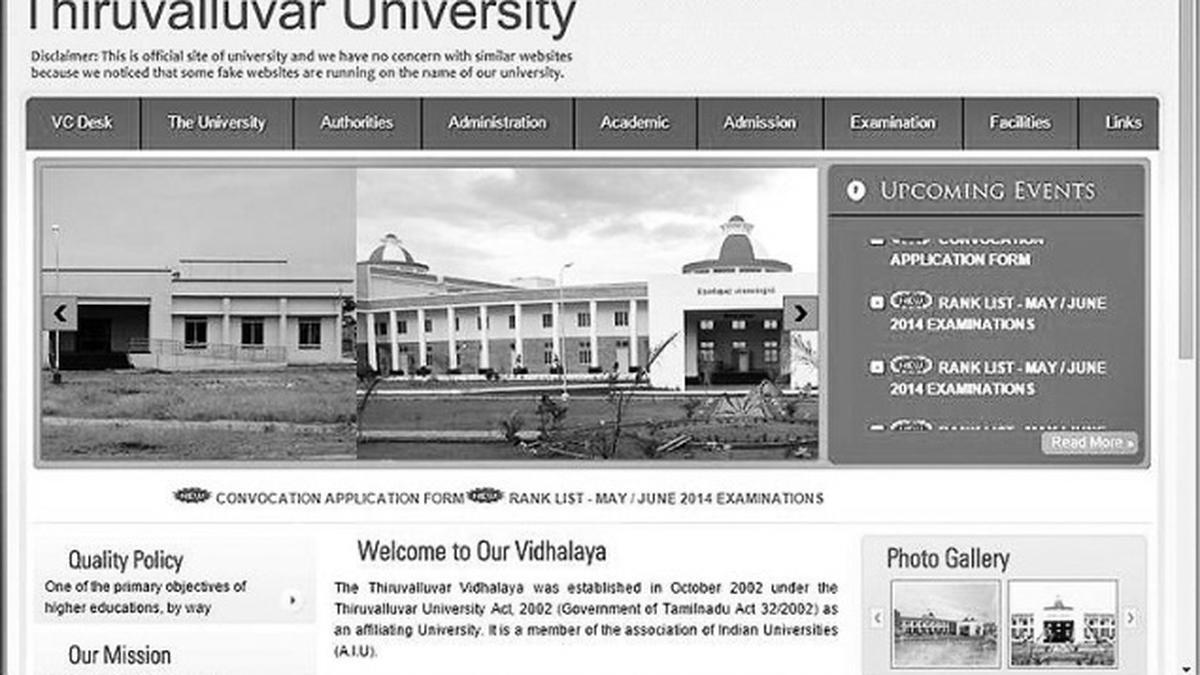 Thiruvalluvar Universitys fake website leaves students confused