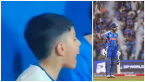 ICC T20 World Cup 2026 Watch Hardik Pandyas son Agastya gets angry after all rounders dismissal in semis vs Eng